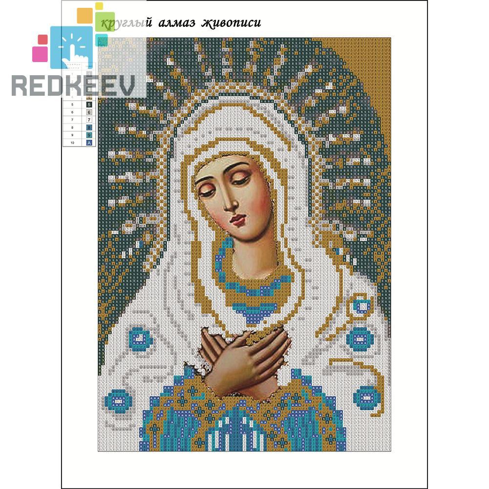 Bộ tranh đính đá 5d tự làm hình đức mẹ và thánh giá 1.13