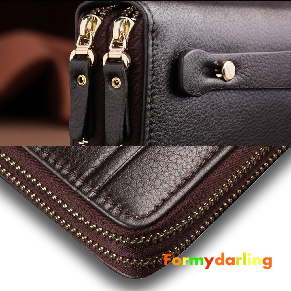 Ví nam dài chất da có khoá kéo