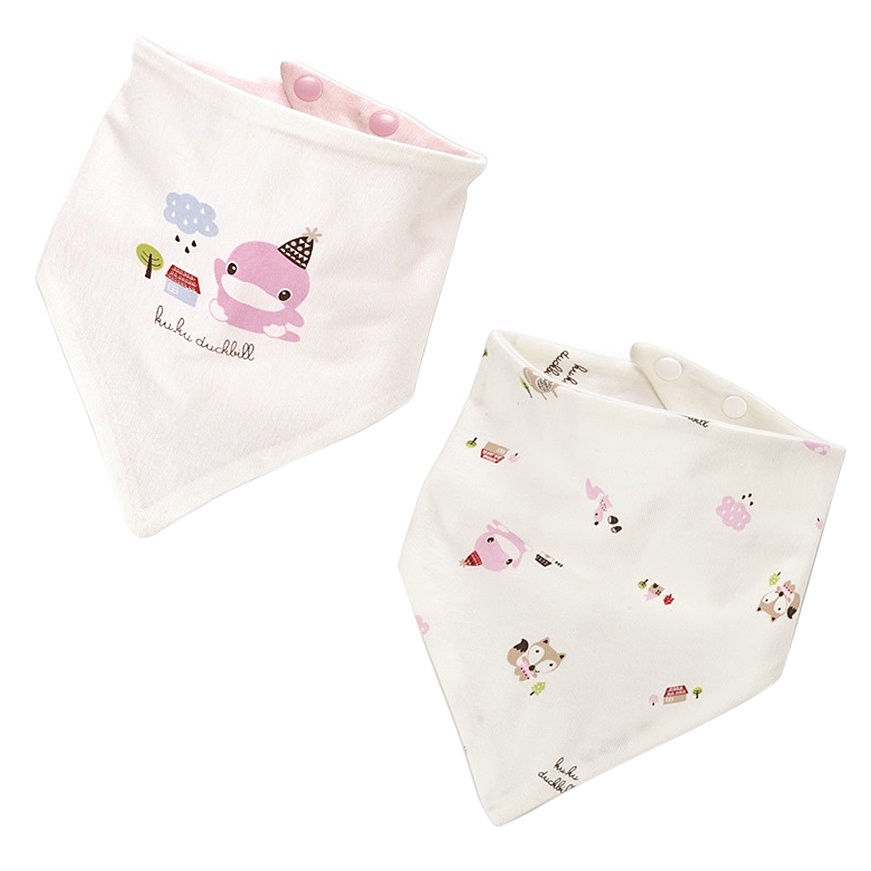 Set 2 yếm ăn cho bé tam giác Kuku Duckbill xanhhồng