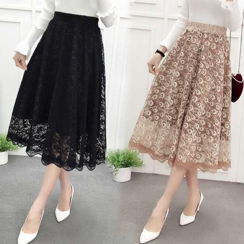 Chân Váy Xòe Phối Ren Thời Trang Dành Cho Nữ