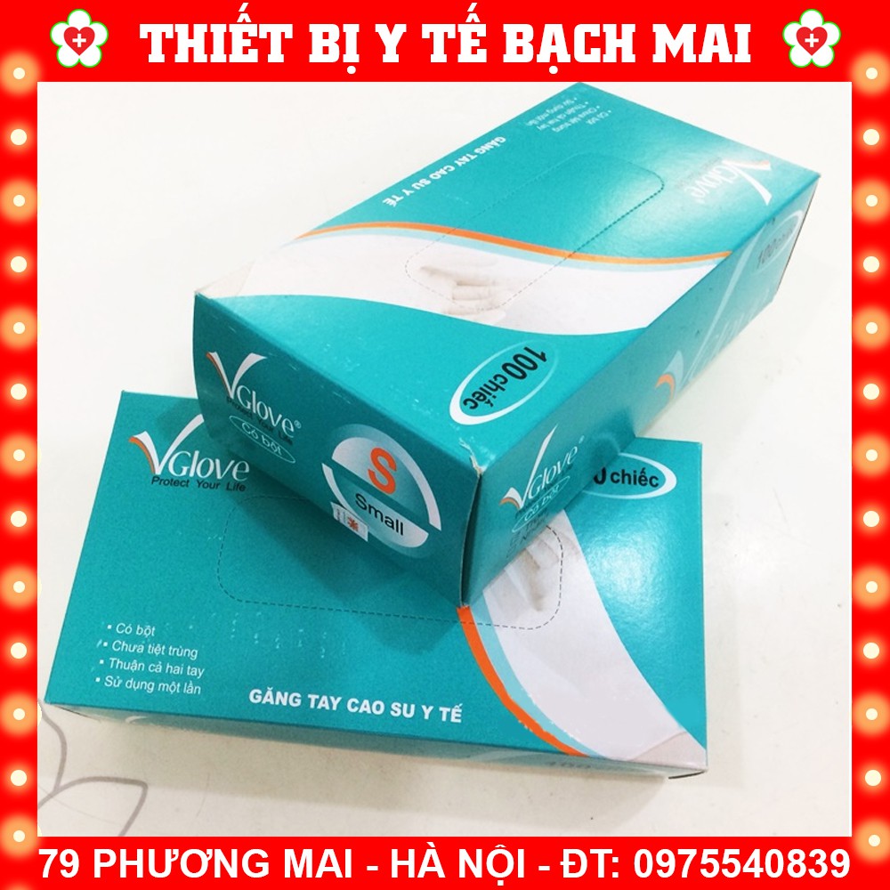 Găng Tay Cao Su Y Tế Có Bột Vglove Hộp 100 Chiếc