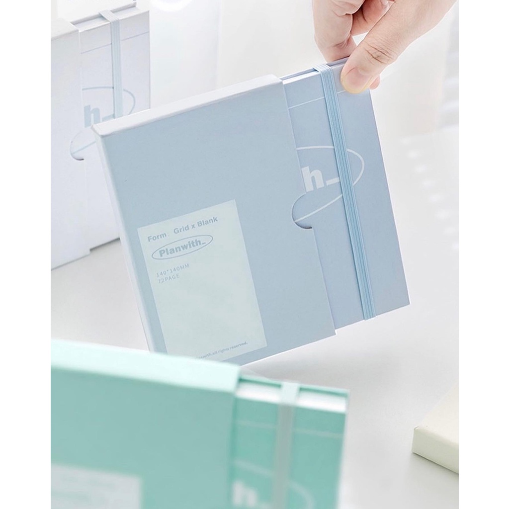 Sổ May Gáy PLANWITH Giấy 100Gsm Thương hiệu RosyPosy Form Vuông