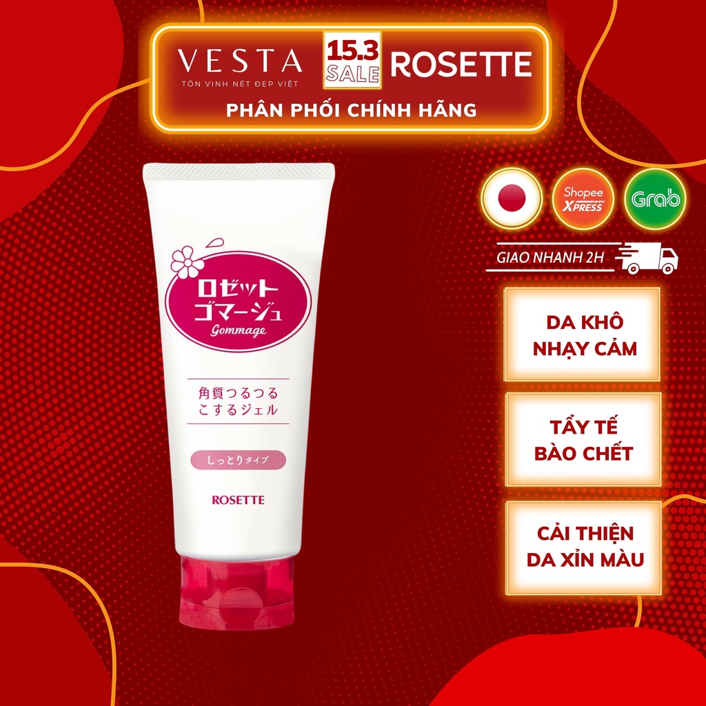 Tẩy Da Chết Mặt Rosette Hồng - Gel Tẩy Tế Bào Chết Gommage Moist Cho Da Khô 120gr