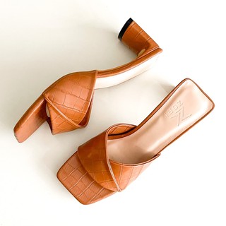 Guốc Cao Gót Nữ Zori Mũi Vuông Quai Ngang Chéo Gót 5cm Thời Trang Cao Cấp De56