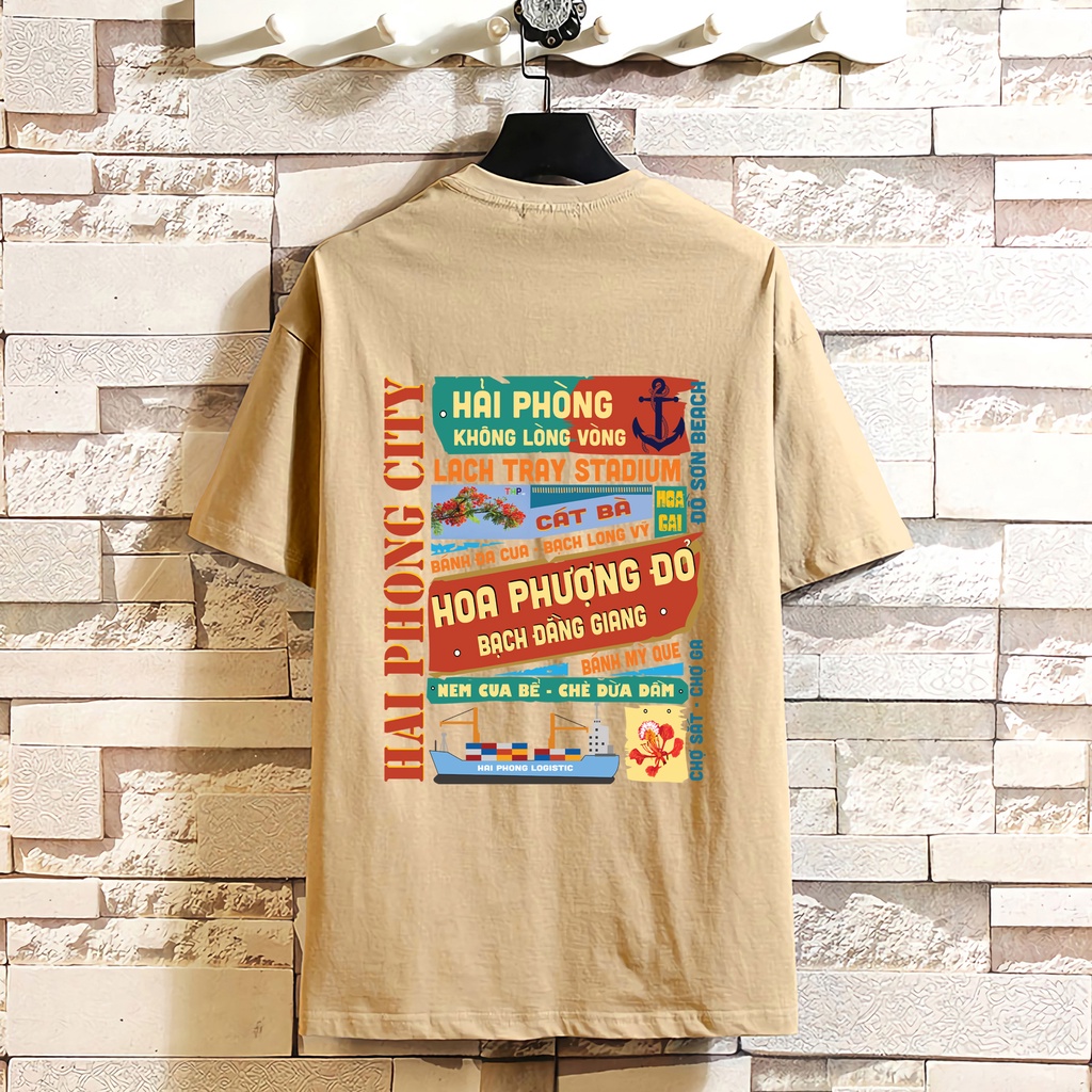 Áo thun nam nữ - áo phông nam nữ UNISEX tay lỡ dáng rộng chất 100% COTTON in hình HẢI PHÒNG