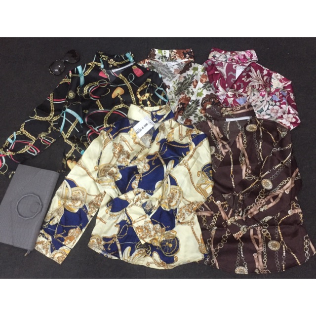 ÁO sơ mi phi lụa đắp chéo cổ chocker