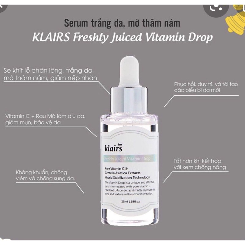 Tinh chất dưỡng trắng serum Dear Klairs Freshly Juiced Vitamin Drop 35ml
