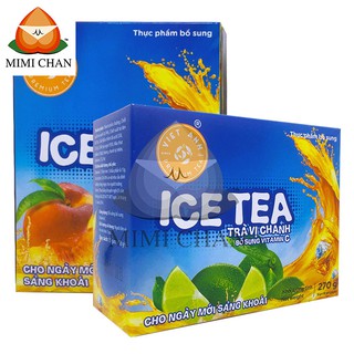 Trà Ice Tea Hòa Tan Vị Đào, Vị Chanh Việt Anh, Chè Hòa Tan Hộp 270gr/18 Gói, Giàu Vitamin C, Giải Khát Mùa Hè