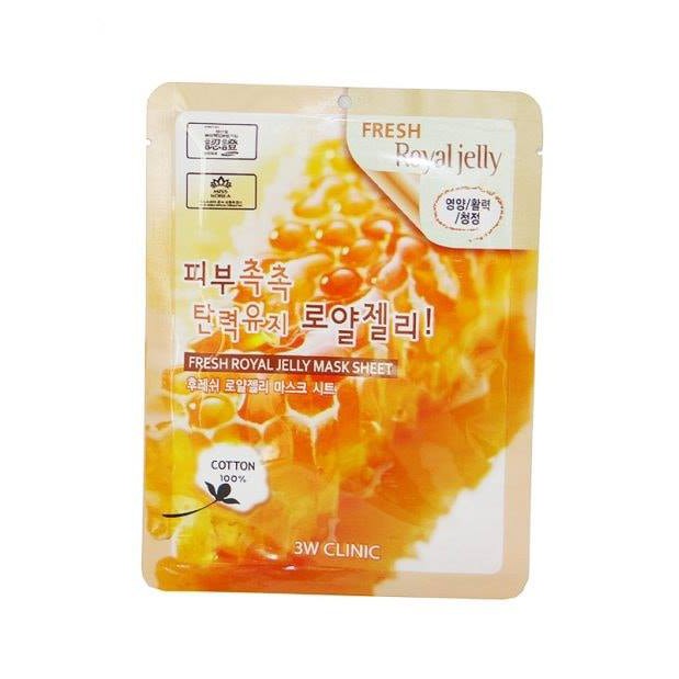 Hàng Chính Hãng gói mặt nạ chiết xuất sữa ong chúa 3W Clinic Fresh Royal Jelly Mask Sheet 23ml