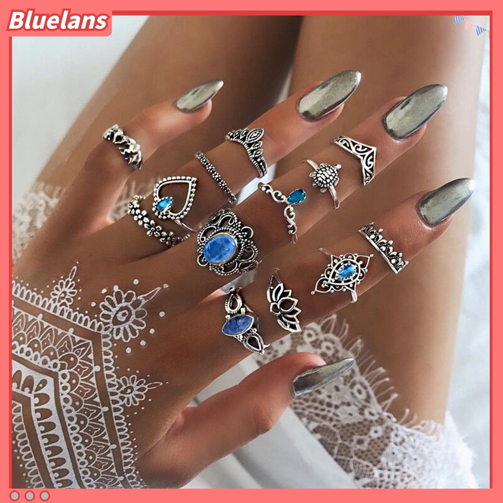 Set 13 nhẫn đeo đốt ngón tay ấn tượng thời trang phong cách boho