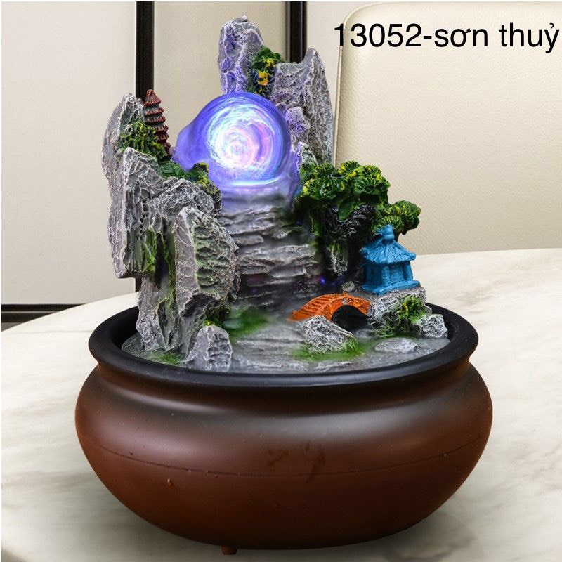 Thác nước phong thủy Tiểu cảnh bể cá mini Hòn non bộ để bàn
