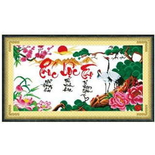Tranh thêu chữ thập phúc lộc thọ - dlh-222888 -99x55