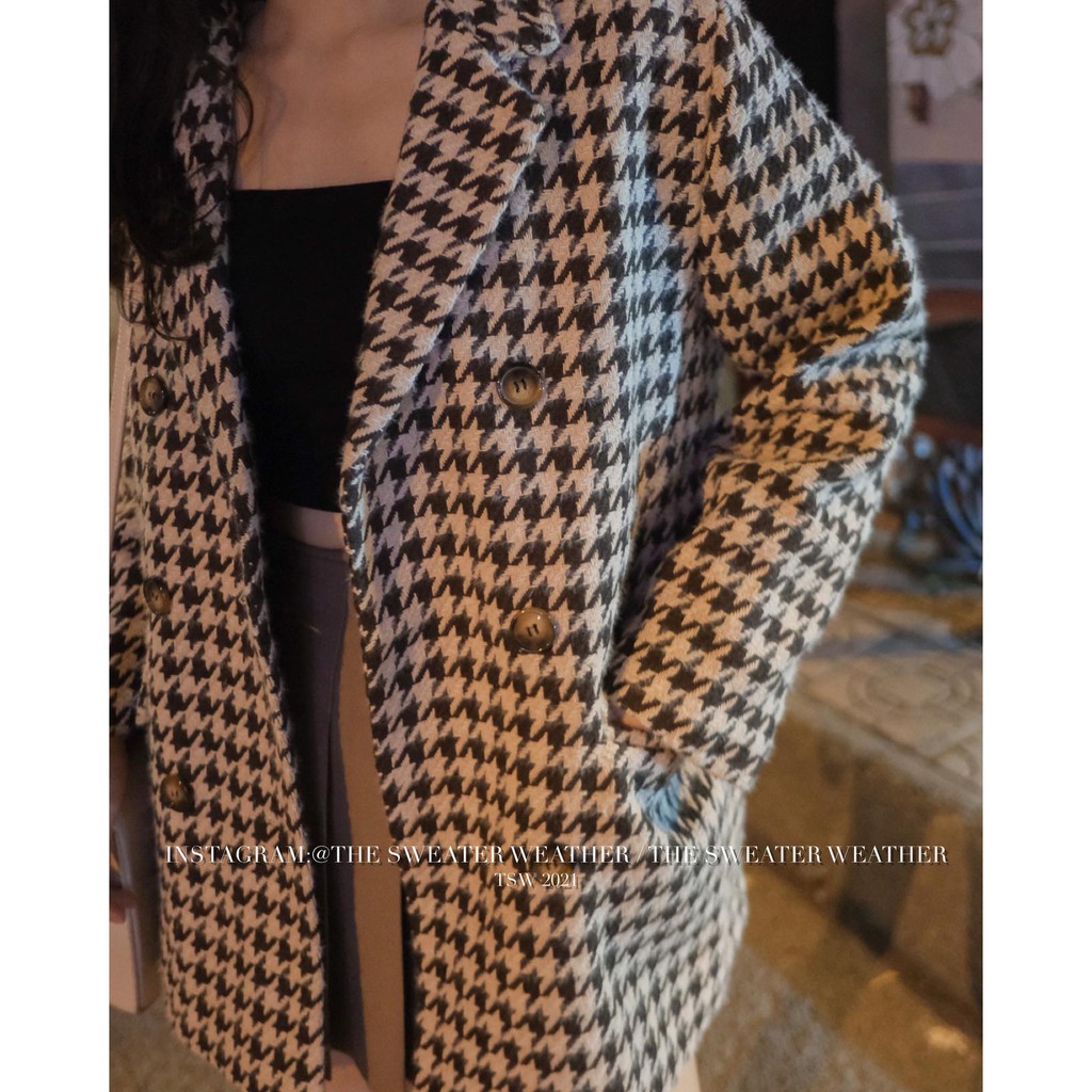 (Ảnh thật) Áo khoác dạ kẻ ziczac chần phao oversize the.sweaterweather TSW | BigBuy360 - bigbuy360.vn