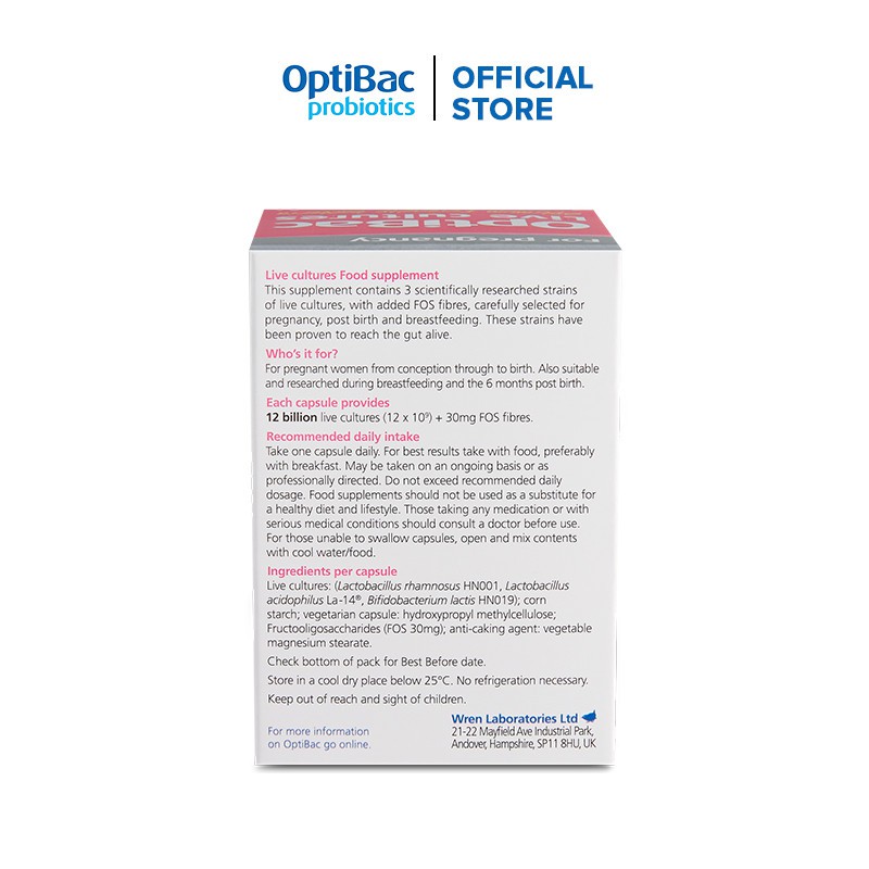 Lợi khuẩn đặc chế OptiBac for Pregnancy cho phụ nữ mang thai và cho con bú - Nhập khẩu UK - Hộp 30 viên