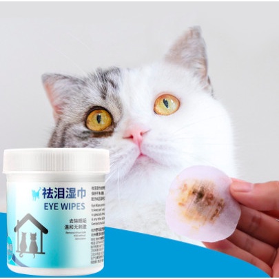 Bông lau mắt cho mèo / Hộp 100 miếng bông vệ sinh lau mắt tẩy ố lông cho mèo