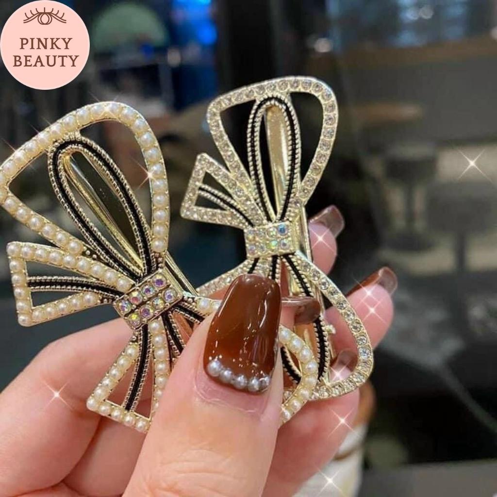 Set 4 Kẹp Tóc Đính Đá Ngọc Trai Nhân Tạo Phong Cách Hàn Quốc Pinky Beauty Sang Trọng Thanh Lịch Xinh Xắn