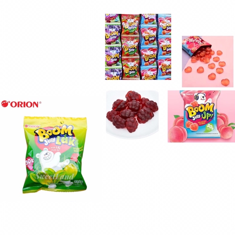 Combo 10 gói kẹo dẻo Boom jelly xoài xanh/ dâu/ nho/ đào Orion * 25g
