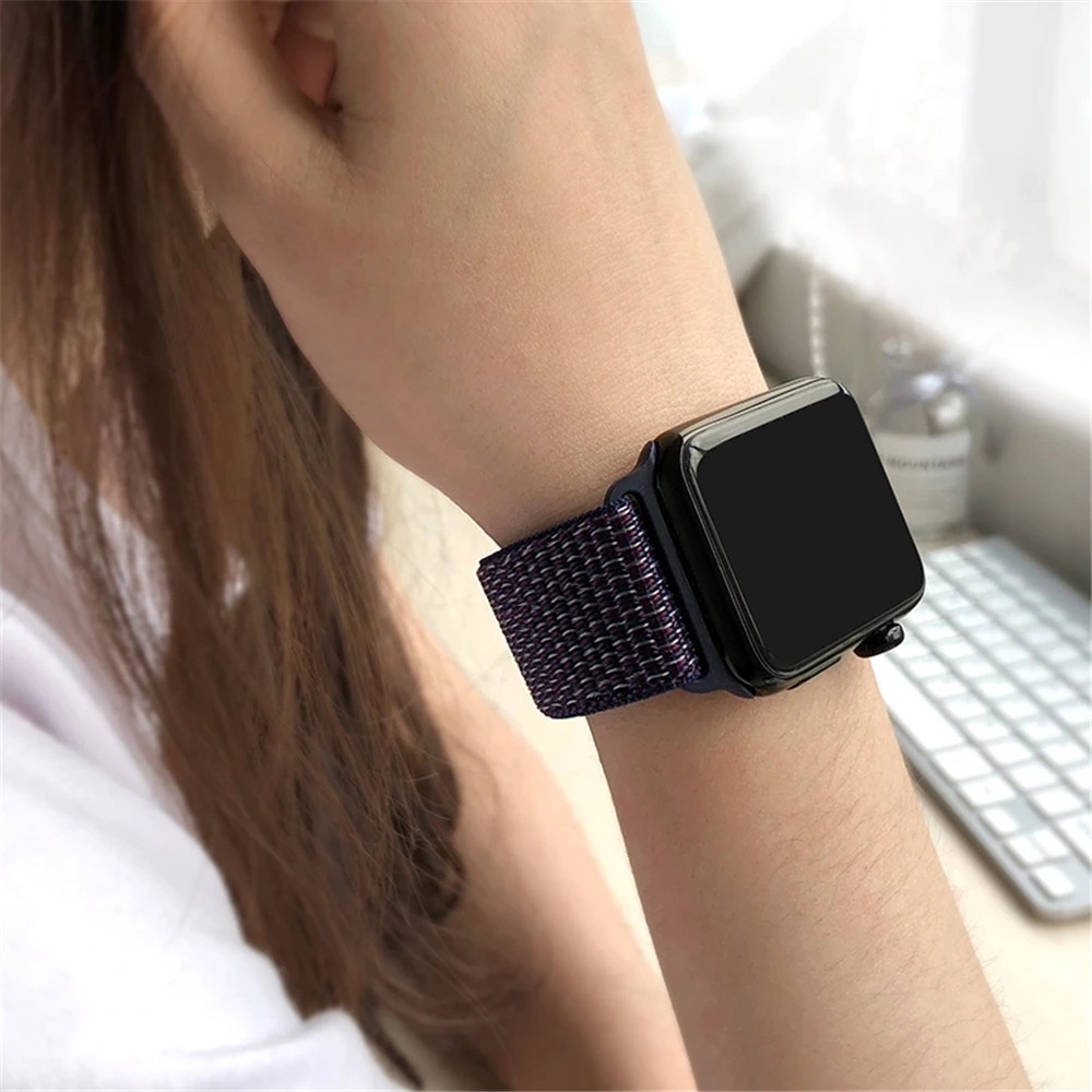 Dây Nylon Đeo Tay Với Vỏ Bảo Vệ Cho iWatch Series 7/6/5/4/3/SE 45mm 41mm 44mm 40mm 42mm 38mm