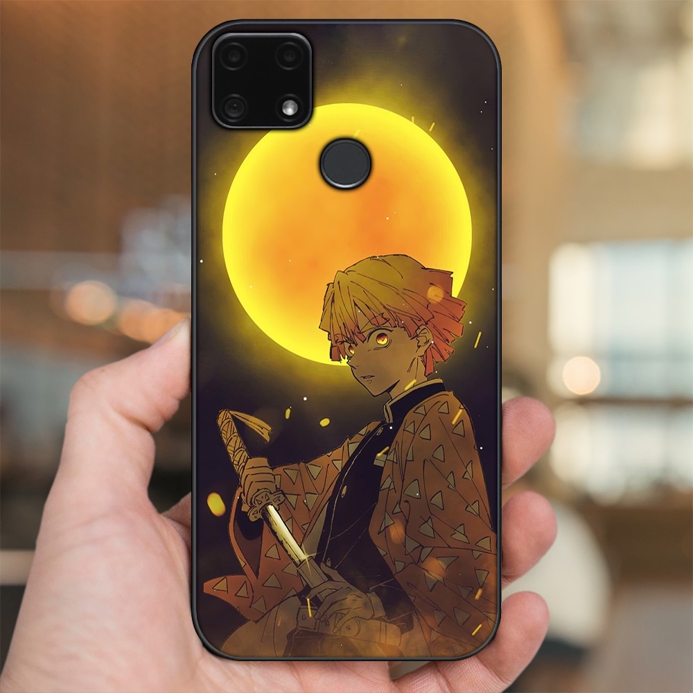 Ốp lưng Realme C25 viền đen in hình Zenitsu Kimetsu no Yaiba