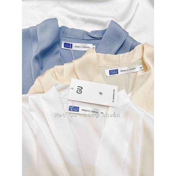 ANU407 - ÁO SƠ MI NỮ LỤA CỔ V CÚC NGỌC DÀI TAY