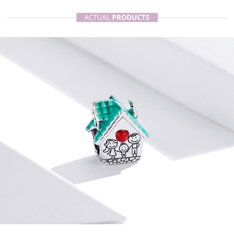 Mặt Trang Trí Bamoer SCC1518 Bằng Bạc 925 Hình Ngôi Nhà Dùng Làm Đồ Trang Sức Thủ Công