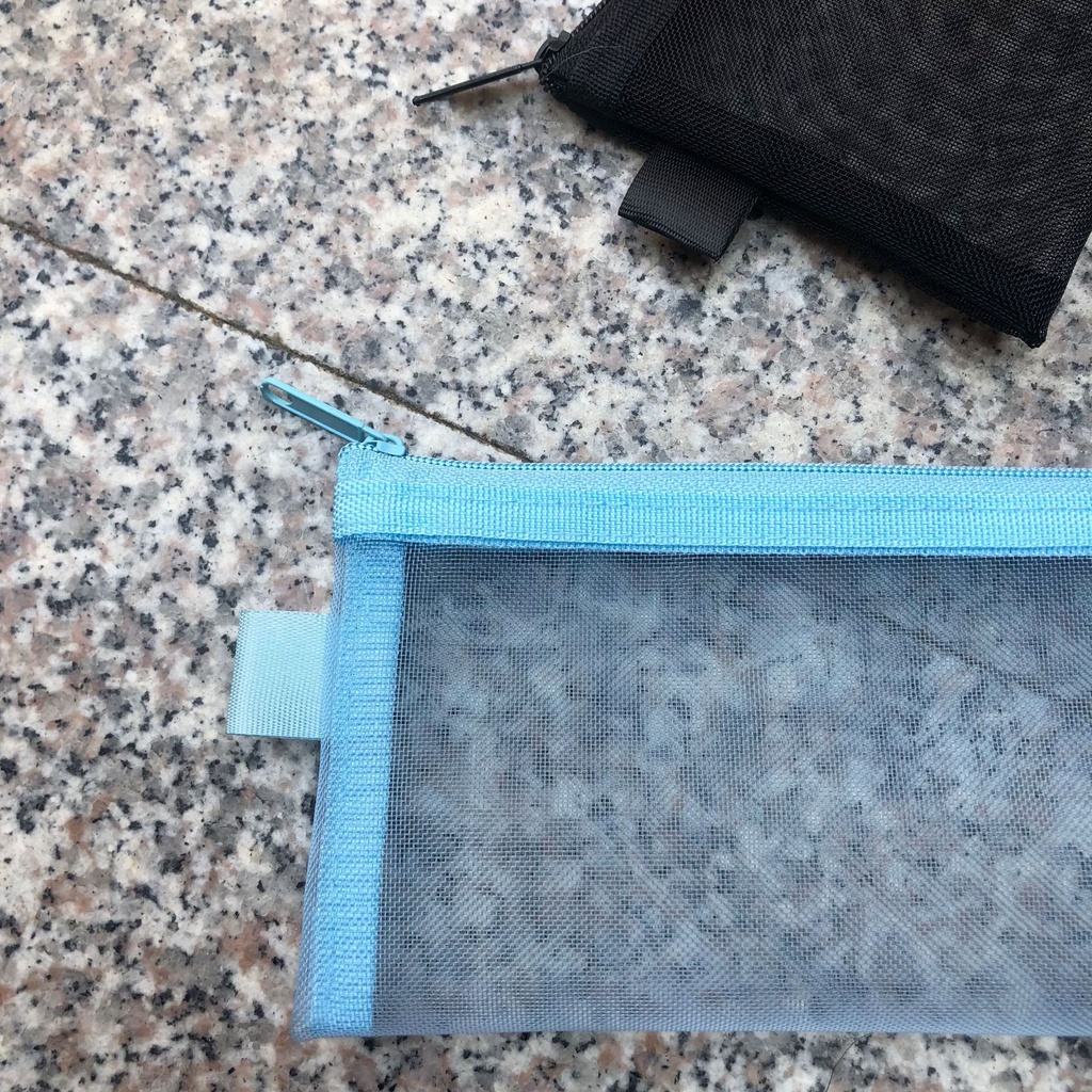 Túi Đựng Bút A6 Nylon Trong Suốt Dạng Lưới Có Khóa Kéo Kích Thước 20.5x12cm