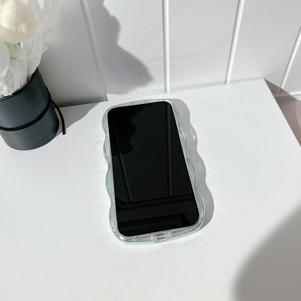 Ốp Điện Thoại Silicon Trong Suốt Viền Gợn Sóng Nước Màu Xanh Dương Cho Iphone XS XR 11 12 13 PRO MAX