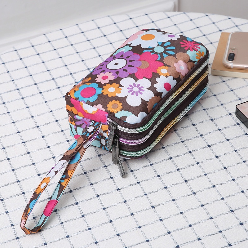 Ví Dài Bằng Vải Canvas Ba Lớp Sức Chứa Lớn Dành Cho Nữ