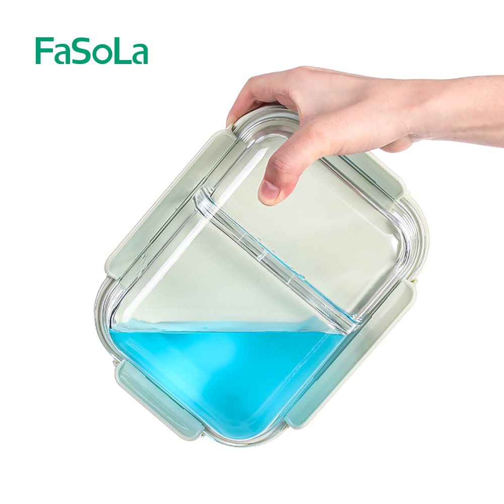 Hộp cơm thủy tinh 2 ngăn bảo quản thức ăn chịu nhiệt tốt FASOLA FSLSH-169