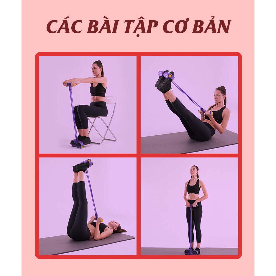 Dây Kéo Đàn Hồi 4 Ống Cao Su Tập Thể Dục, tập Gym Tại Nhà Tập Toàn Thân Nâng Cao Sức Khỏe