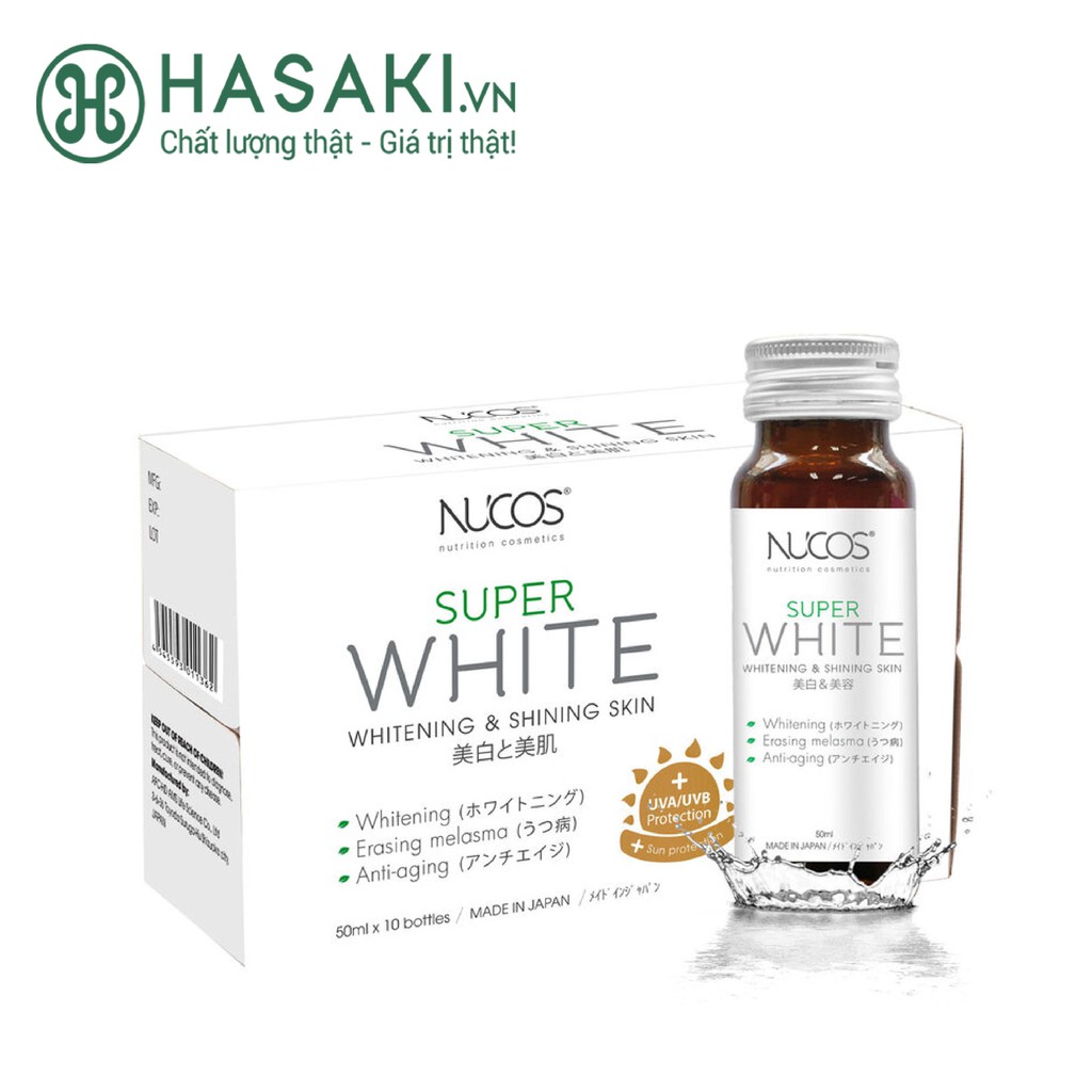 Nước Uống Collagen Nucos Super White Sáng Da Super White Whitening &amp; Shining Skin 50mlx10
