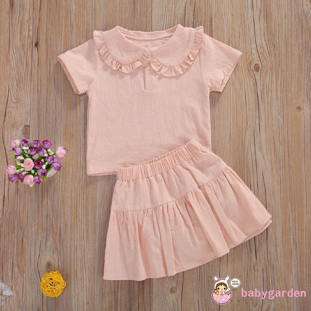 Bộ Đồ Gồm 2 Món Áo Thun Cotton + Váy Mini Mùa Hè Dành Cho Bé Gái