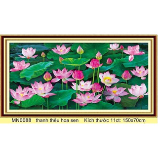 Tranh thêu chữ thập thanh lý hoa sen MN0088 150x70cm
