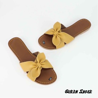 [BẢO HÀNH 12 THÁNG] dép nữ da quai ngang thắt nơ hình lá cây HÀNG LOẠI 1