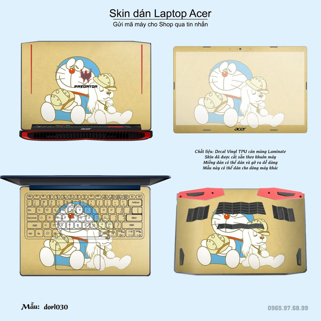 Skin dán Laptop Acer in hình Doraemon (inbox mã máy cho Shop)