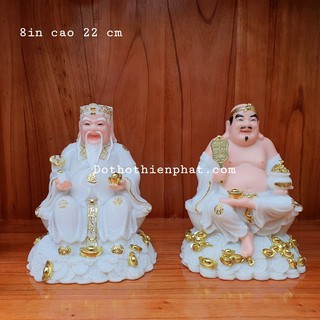 Cặp thần tài ông địa đá 8in cao 22 cm cao cấp