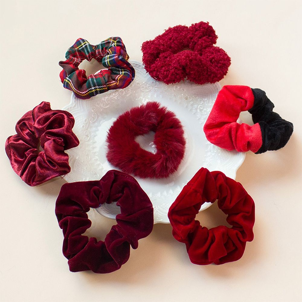 Set 7 dây buộc tóc vải nhung co giãn phong cách Hàn Quốc đơn giản cho nữ