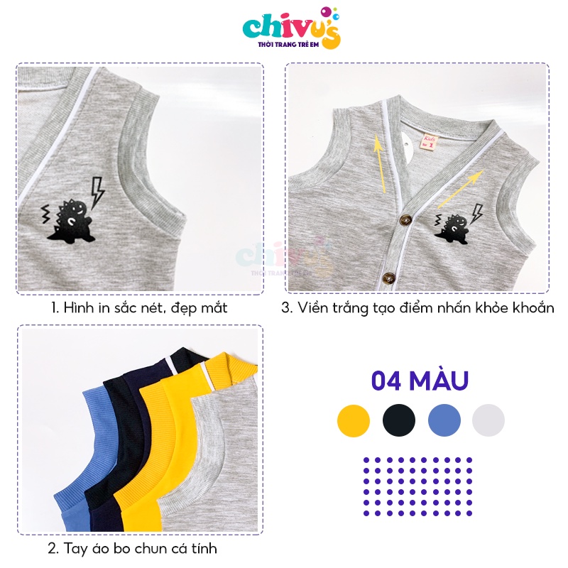 Áo gile cho bé trai bé gái CHIVU'sKID áo khoác gile cho bé 1 2 3 4 5 tuổi chất nỉ da cá thiết kế cổ chữ V cài cúc
