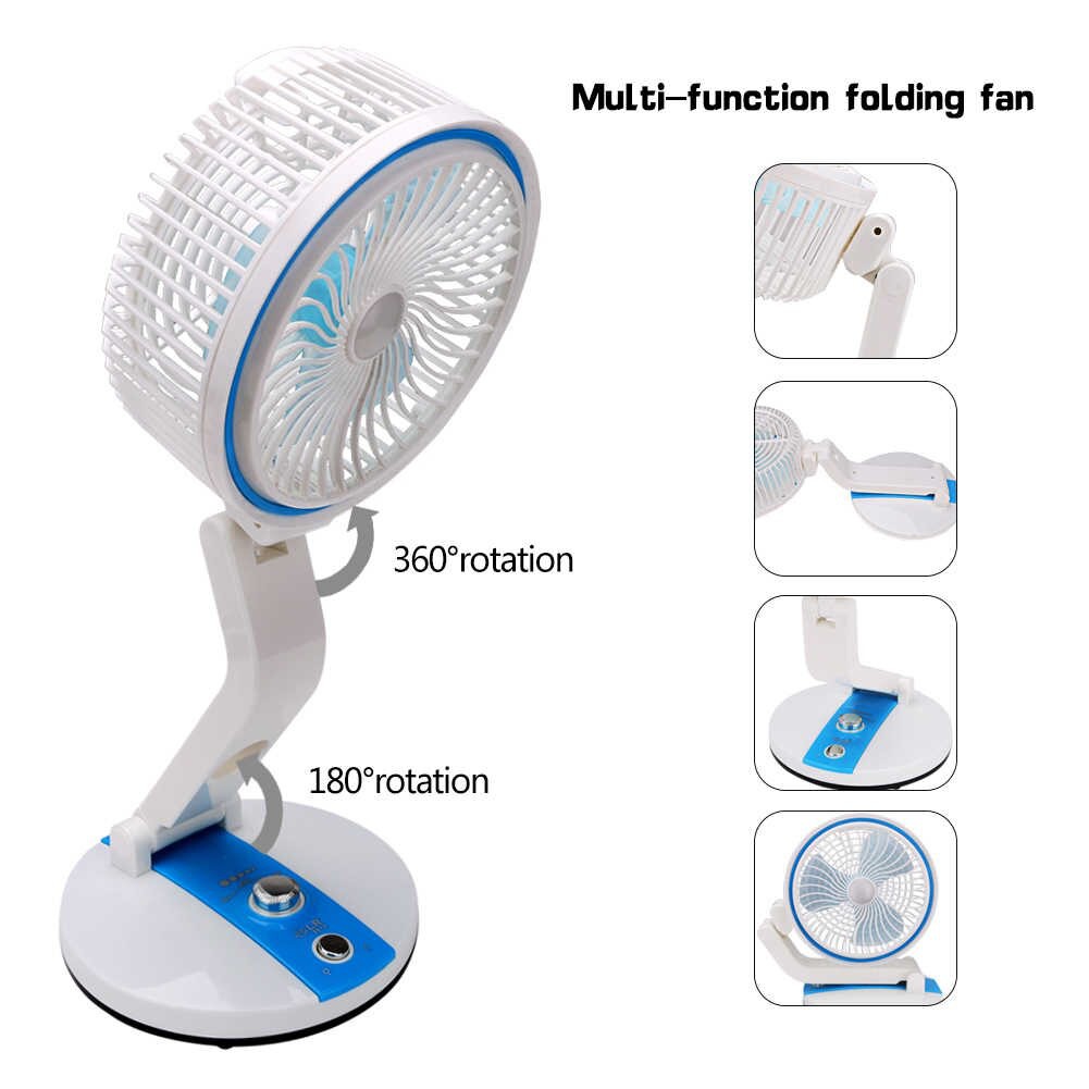 Quạt sạc tích điện gấp gọn có đèn Folding Fan LR-2018- Giao màu ngẫu nhiên