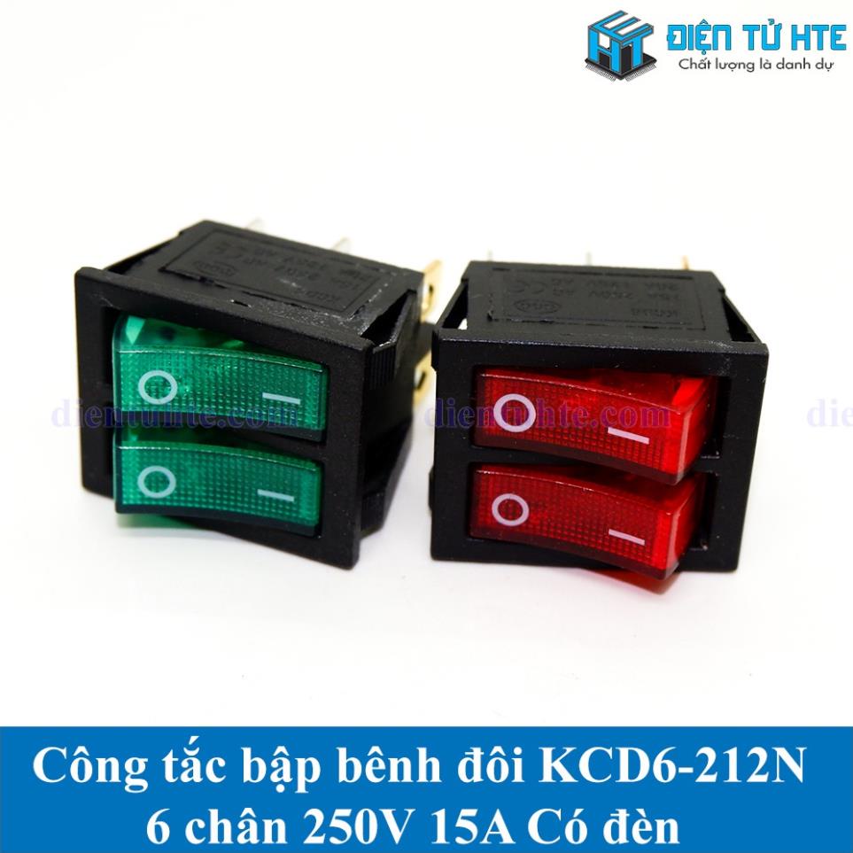 Công tắc bập bênh đôi ON-OFF KCD6 KCD6-212N 6 chân 250V 16A Có đèn