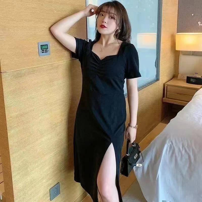 Váy babydoll Đầm Đen Tay Dài Cổ Búp Bê Phong Cách Pháp Thời Trang Thu Đông Cho Nữ
