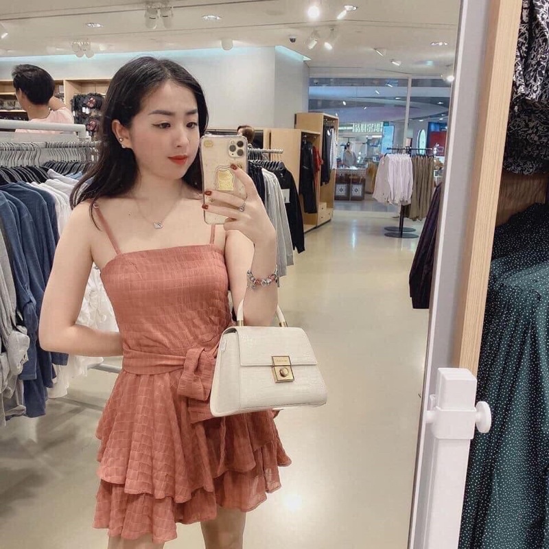 Túi Xách Hộp CNK Size 22 Khóa Vàng Dập Logo Khóa ( mã KGCK )
