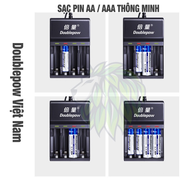 Sạc Pin AA AAA Doublepow UK83 Tự Ngắt Cho Micro, Loa, Chuột Vi Tính, Đồ Chơi, Đồng Hồ, Máy Ảnh, Đèn Flash, Đo Huyết áp