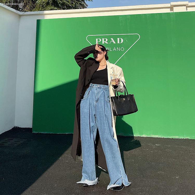 Áo khoác da dáng rộng phối màu trắng đen thời trang mùa thu cho nữ