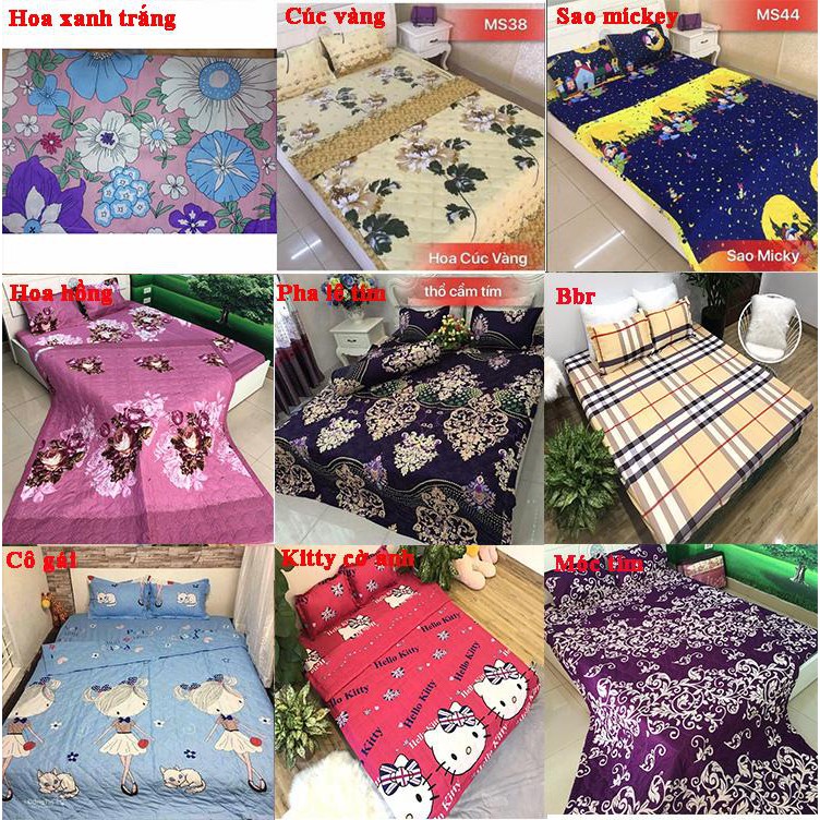 [Nghỉ bán xả gấp]Drap ga giường cotton poly mềm mịn-mẫu hello kitty tím