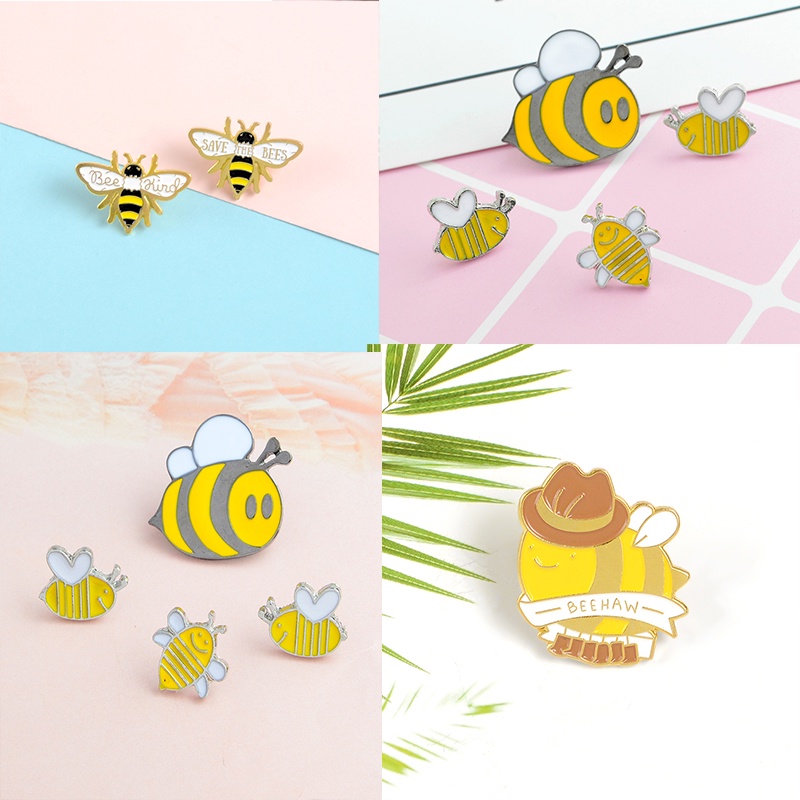 Trâm Cài Áo Kim Loại Hình Chú Ong Và Hoa Nhỏ Dễ Thương