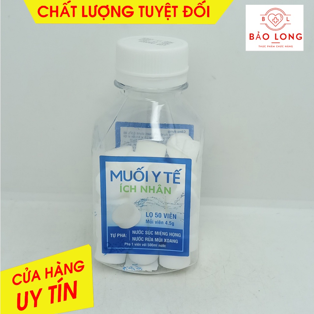Muối y tế ÍCH NHÂN lọ 50 viên x 4,5 gr - giúp làm sạch khoang mũi, bảo vệ mũi
