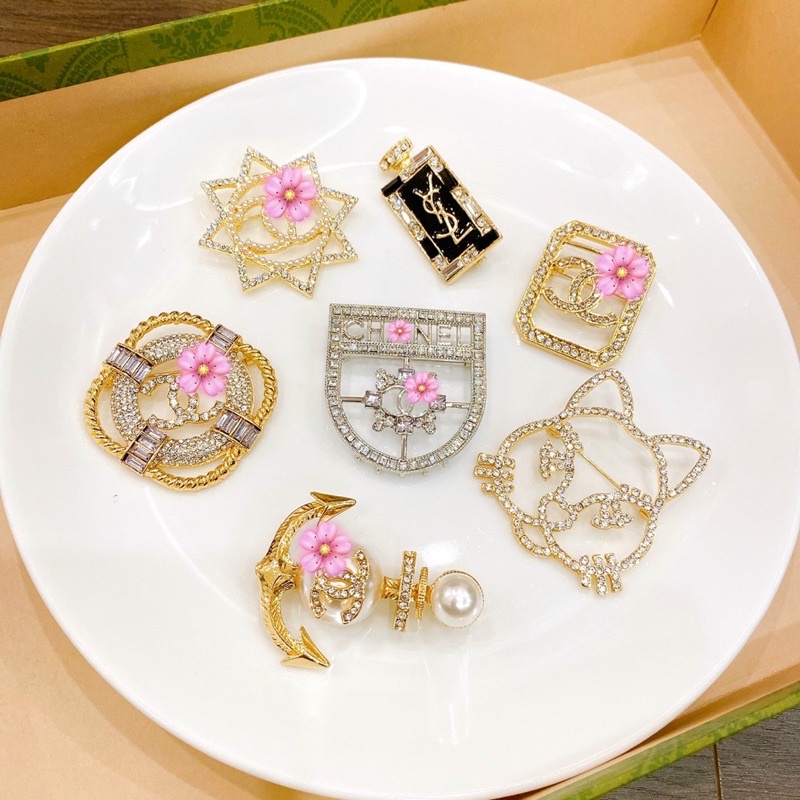 Cài áo váy đầm áo vest tag cài áo nam nữ dior yls nơ hoa mai đính đá phụ kiện trang sức Hari korea accessories