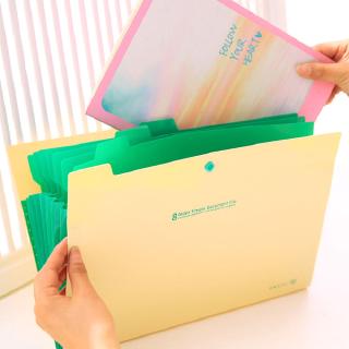 Expandable Documents File Folder Organizer 8-Pocket Folders A4 Size Snap Button Closure