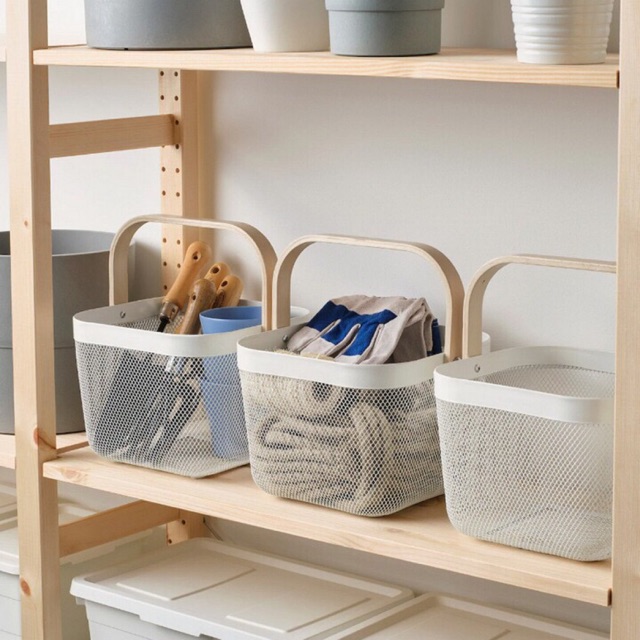 Rổ đựng đồ quai gỗ RISATORP IKEA (6 màu)